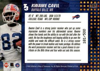 2000 Collector's Edge T3 - HoloPlatinum #157 Kwame Cavil Back