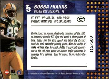 2000 Collector's Edge T3 - HoloPlatinum #177 Bubba Franks Back