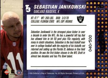 2000 Collector's Edge T3 - HoloPlatinum #203 Sebastian Janikowski Back