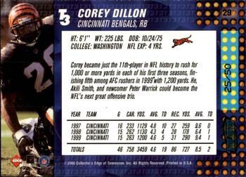 2000 Collector's Edge T3 - HoloRed #29 Corey Dillon Back