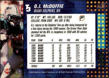 2000 Collector's Edge T3 - HoloRed #75 O.J. McDuffie Back