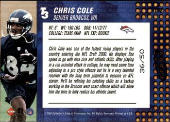 2000 Collector's Edge T3 - HoloRed #172 Chris Cole Back