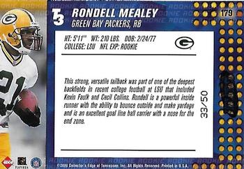 2000 Collector's Edge T3 - HoloRed #179 Rondell Mealey Back