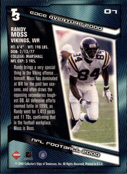 2000 Collector's Edge T3 - Overture #O7 Randy Moss Back