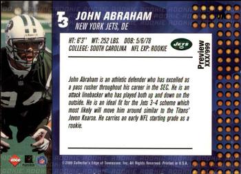 2000 Collector's Edge T3 - Previews #JA John Abraham Back