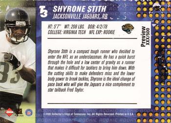 2000 Collector's Edge T3 - Previews HoloPlatinum #SS Shyrone Stith Back