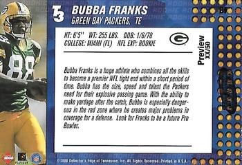 2000 Collector's Edge T3 - Previews HoloRed #BF Bubba Franks Back