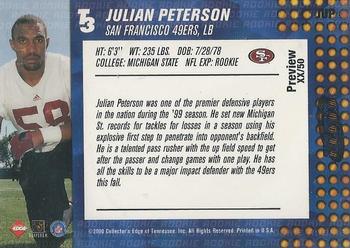 2000 Collector's Edge T3 - Previews HoloRed #JUP Julian Peterson Back
