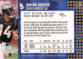 2000 Collector's Edge T3 - Retail #43 Brian Griese Back