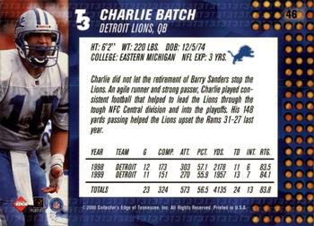 2000 Collector's Edge T3 - Retail #46 Charlie Batch Back