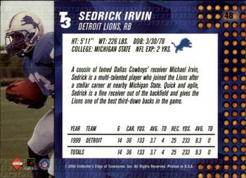2000 Collector's Edge T3 - Retail #48 Sedrick Irvin Back