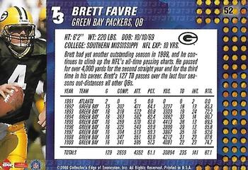 2000 Collector's Edge T3 - Retail #52 Brett Favre Back