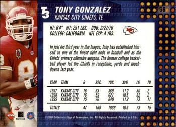 2000 Collector's Edge T3 - Retail #68 Tony Gonzalez Back