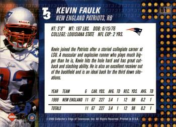 2000 Collector's Edge T3 - Retail #81 Kevin Faulk Back
