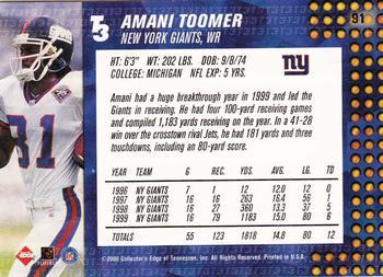 2000 Collector's Edge T3 - Retail #91 Amani Toomer Back