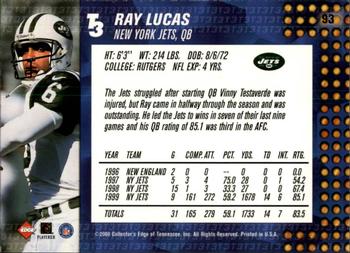 2000 Collector's Edge T3 - Retail #93 Ray Lucas Back