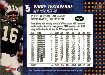 2000 Collector's Edge T3 - Retail #95 Vinny Testaverde Back
