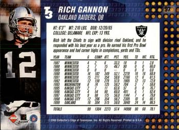 2000 Collector's Edge T3 - Retail #97 Rich Gannon Back