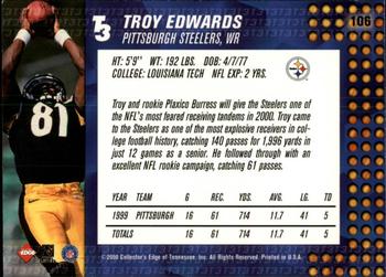 2000 Collector's Edge T3 - Retail #106 Troy Edwards Back