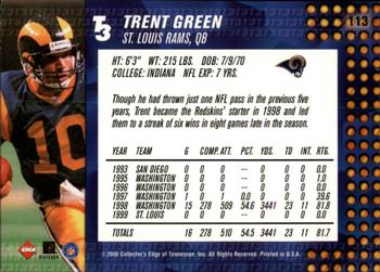 2000 Collector's Edge T3 - Retail #113 Trent Green Back