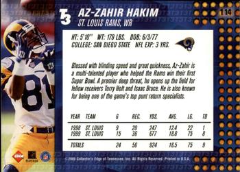 2000 Collector's Edge T3 - Retail #114 Az-Zahir Hakim Back