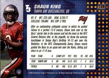 2000 Collector's Edge T3 - Retail #136 Shaun King Back