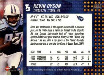 2000 Collector's Edge T3 - Retail #138 Kevin Dyson Back