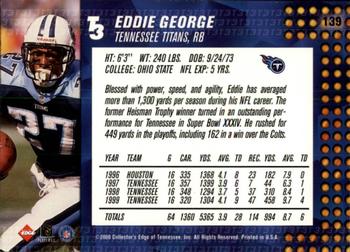 2000 Collector's Edge T3 - Retail #139 Eddie George Back