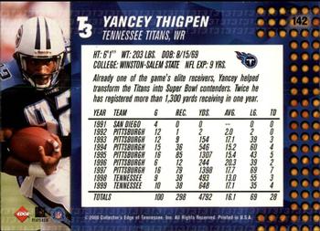 2000 Collector's Edge T3 - Retail #142 Yancey Thigpen Back