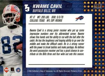 2000 Collector's Edge T3 - Retail #157 Kwame Cavil Back