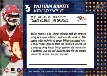 2000 Collector's Edge T3 - Retail #184 William Bartee Back