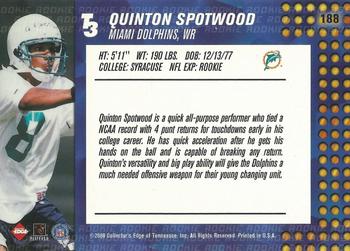 2000 Collector's Edge T3 - Retail #188 Quinton Spotwood Back