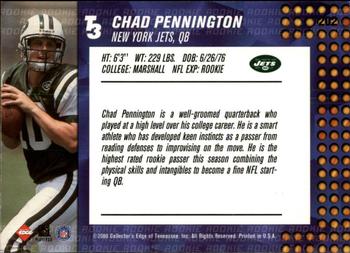 2000 Collector's Edge T3 - Retail #202 Chad Pennington Back