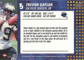 2000 Collector's Edge T3 - Retail #213 Trevor Gaylor Back