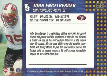 2000 Collector's Edge T3 - Retail #215 John Engelberger Back