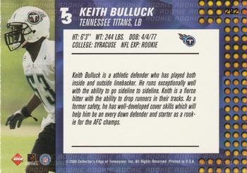 2000 Collector's Edge T3 - Retail #222 Keith Bulluck Back