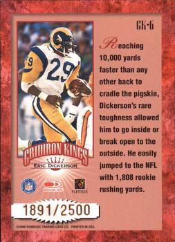 2000 Donruss - All-Time Gridiron Kings #GK-6 Eric Dickerson Back