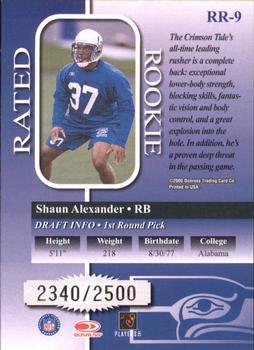 2000 Donruss - Rated Rookies #RR-9 Shaun Alexander Back