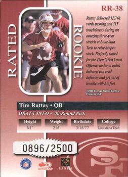 2000 Donruss - Rated Rookies #RR-38 Tim Rattay Back