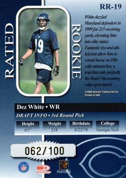 2000 Donruss - Rated Rookies Medalist #RR-19 Dez White Back