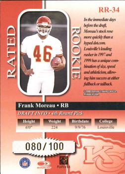 2000 Donruss - Rated Rookies Medalist #RR-34 Frank Moreau Back