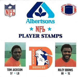 1980 Denver Broncos NFL Player Stamps ##NNO Tom Jackson / Riley Odoms Front