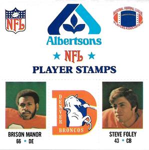 1980 Denver Broncos NFL Player Stamps ##NNO Brison Manor / Steve Foley Front