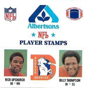 1980 Denver Broncos NFL Player Stamps ##NNO Rick Upchurch / Billy Thompson Front
