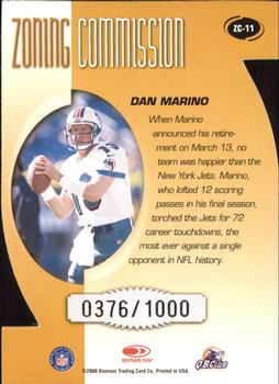 2000 Donruss - Zoning Commission #ZC-11 Dan Marino Back