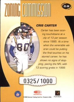 2000 Donruss - Zoning Commission #ZC-30 Cris Carter Back