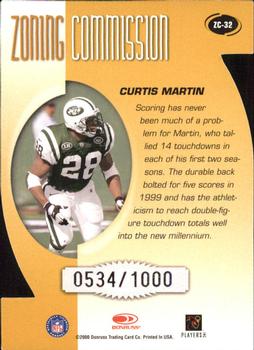 2000 Donruss - Zoning Commission #ZC-32 Curtis Martin Back