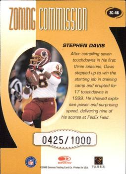 2000 Donruss - Zoning Commission #ZC-46 Stephen Davis Back