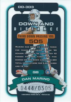 2000 Donruss Elite - Down and Distance #DD-3D3 Dan Marino Back