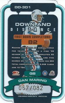 2000 Donruss Elite - Down and Distance Die Cuts #DD-3D1 Dan Marino Back